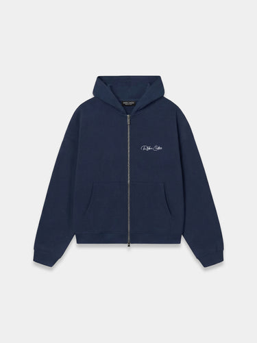 Rhbrn Heavyweight Navy Signature Zip-Up Hoodie