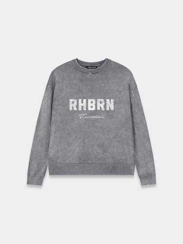Rhbrn Gray Mineral Wash Oversized Sweater
