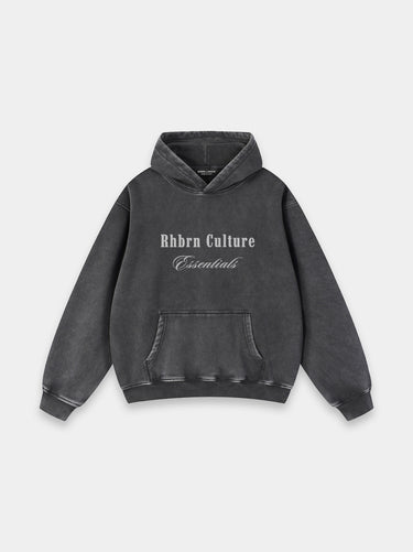 Rhbrn Snow Wash Hoodie Gray On Black